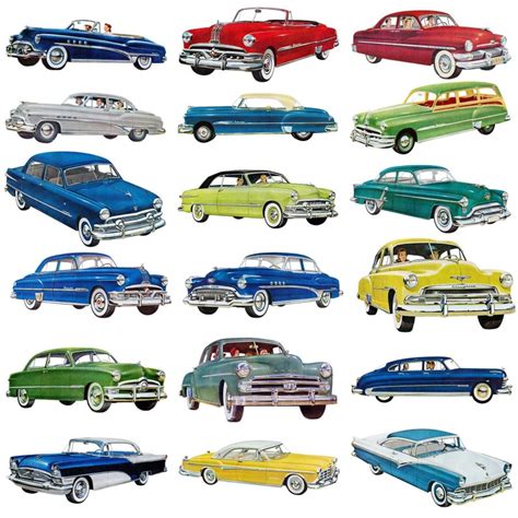 Vintage 1950s Cars Auto Clip Art PNG Files 50s Journals Scrapbook Digital Download 48 Total - Etsy