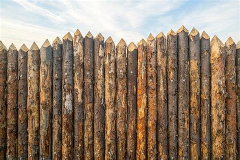 Palissade En Bois Faite De Rondins Bûche De Clôture En Bois Des