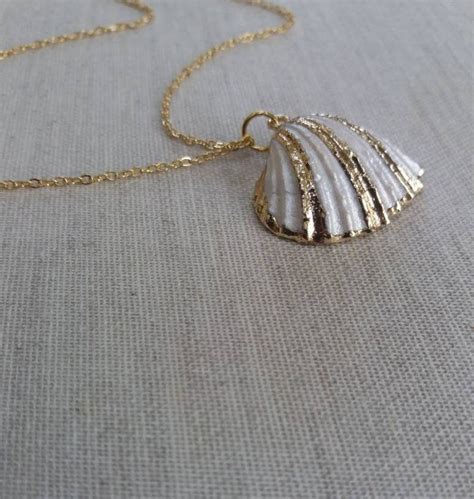 Sea Shell Necklace Gift For Her Gold Shell Charm Necklace Etsy