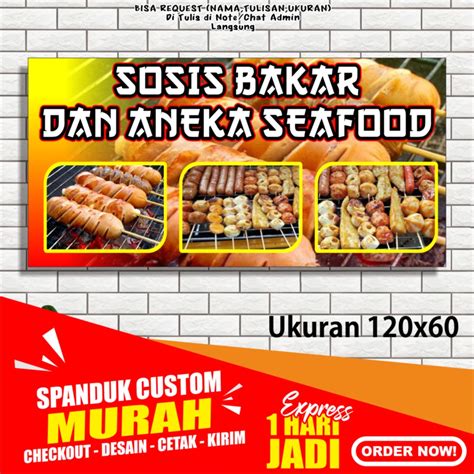 Jual Banner Sosis Bakar Aneka Sate Seafood Spanduk Sosis Bakar Aneka