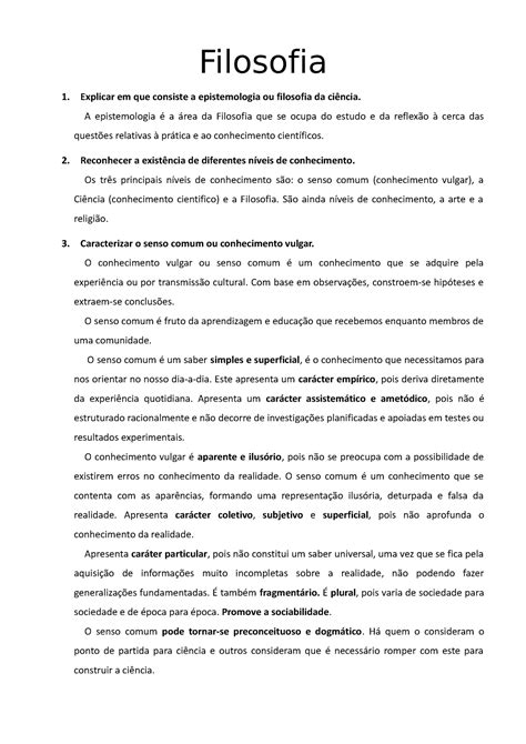 Matriz Do Teste Resumos Filosofia Explicar Em Que Consiste A