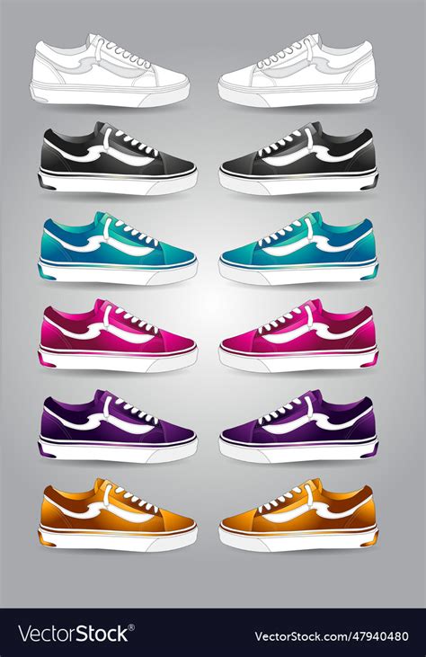 Various sneakers of different colors Royalty Free Vector