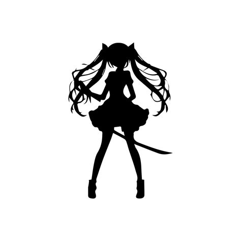 silhouette girl in anime style Vector illustration Free 40510672 Vector ...