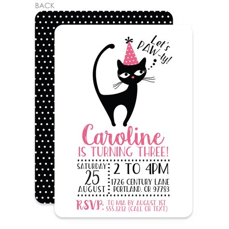 Cat Birthday Invitations (Printed) – Pipsy