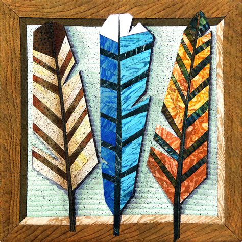 Three Feathers Mini Art Quilt By Nancy Messier Done In Shabori Dyed Silk Dyed Silk Silk