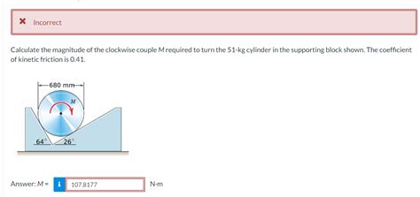 Solved Calculate The Magnitude Of The Clockwise Couple M Chegg