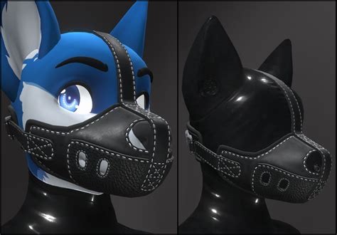 Vrchat Canine Masculine Leather Muzzle And Blindfold By Dein Ra