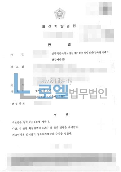 사건사례 성폭력범죄의처벌등에관한특례법위반친족관계에의한강제추행 집행유예