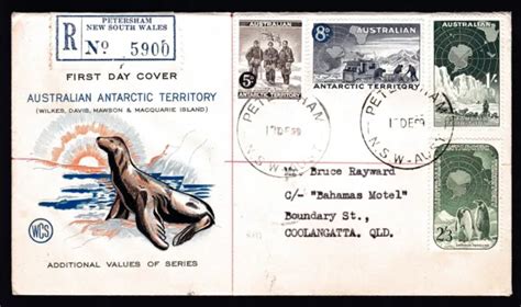 1959 Antarctic Territory Pre Decimal Stamp Registered Wesley First Day