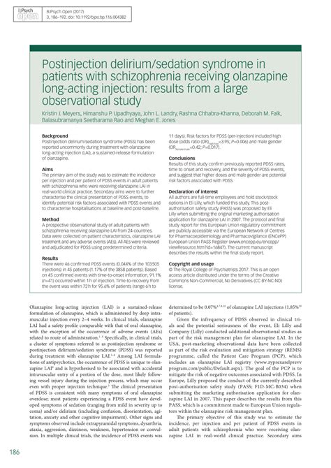 PDF Postinjection Delirium Sedation Syndrome In Patients With