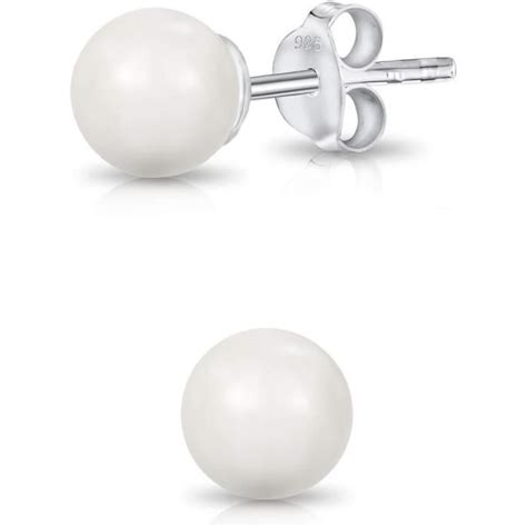 Petites Boucles Clous D Oreilles En Argent Fin Et Perles Fixes