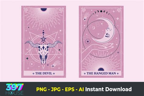 Tarot Cards Devil And The Hanged Man Graphic By 397house · Creative Fabrica