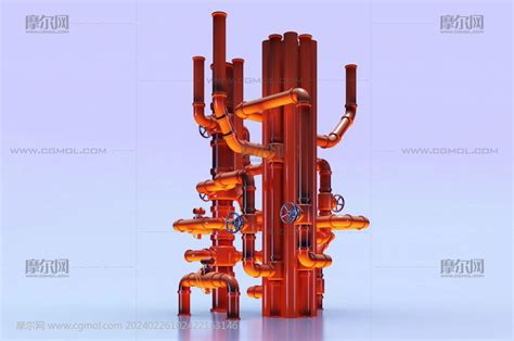 管道装置水管阀门现代场景模型下载 摩尔网cgmol