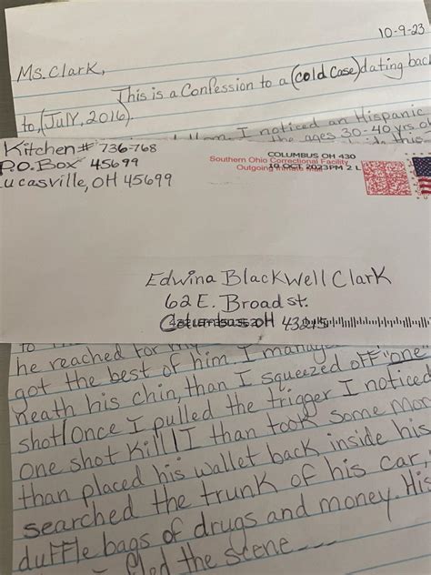 Ohio prison inmate confesses to unsolved 2016 homicide in letter to