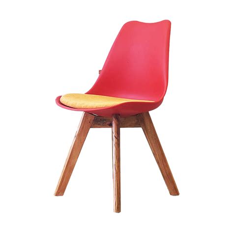 Plastic and Wood Restaurant Chair - Red