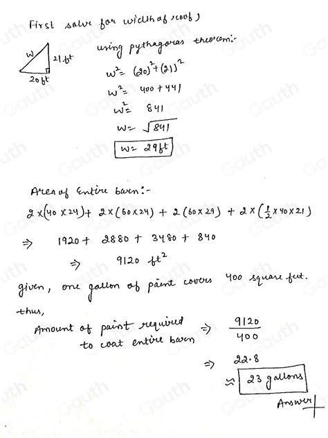 Solved Abarn With The Dimensions Shown Is To Be Painted One Gallon Of