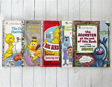 Set Of 5 Vintage Sesame Street Little Golden Books Big Bird Grover Bert And Ernie Gender