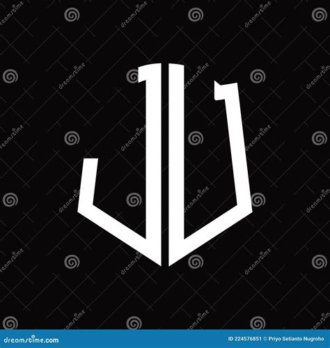 Ju Logo Monogram With Shield Shape Ribbon Design Template Stock Vector