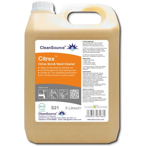 Cleansource® Citrex™ Heavy Duty Citrus Scrub Hand Cleaner 5l Janpal Uk Leading Supplier Of