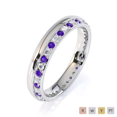 Gold Platinum Amethyst And Diamond Full Eternity Ring Rz1516