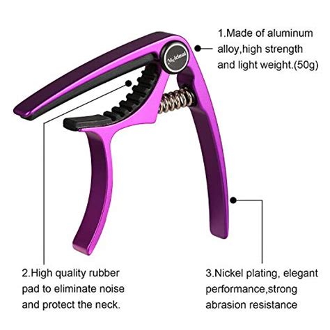 Meeland Capodastre De Guitare En Aluminium Violet Avec Pince Pour