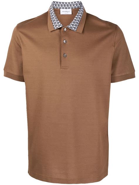 Ferragamo Gancini Collar Polo Hirt Brown Editorialist