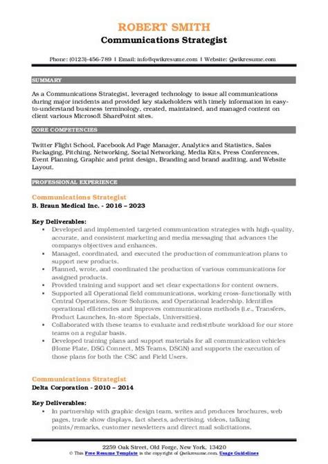 Communications Strategist Resume Samples Qwikresume