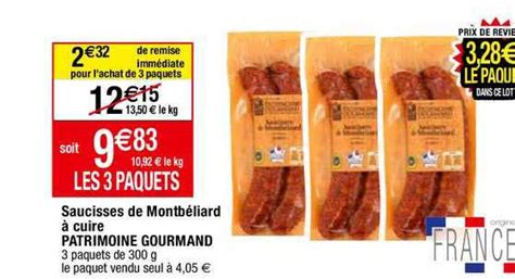 Promo Saucisses De Montb Liard Cuire Patrimoine Gourmand Chez Migros