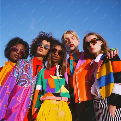 Group of Gen Z models posing confidently in bold modern style outfits