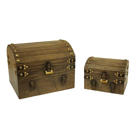 Old Style Barn Wood Treasure Box Set With Two Locks Set Of 2 Boxman