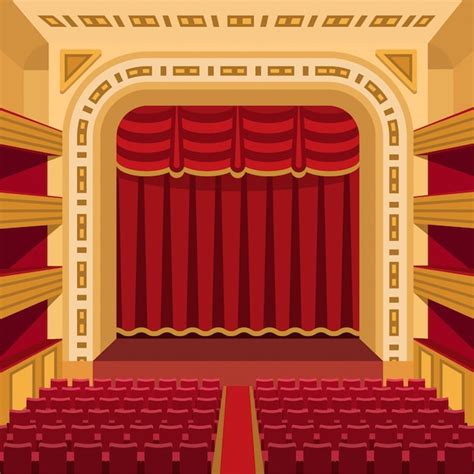 Premium Vector Theater Stage With Curtains Entertainment Spotlights