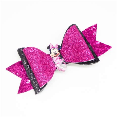 Minnie Mouse Disney Inspired Chunky Glitter Hair Bow Etsy Glitter Hair Bows Glitter Hair