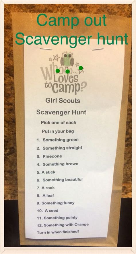 Brown Bag Girl Scout Scavenger Hunt For Camp Out Or Outdoor Event