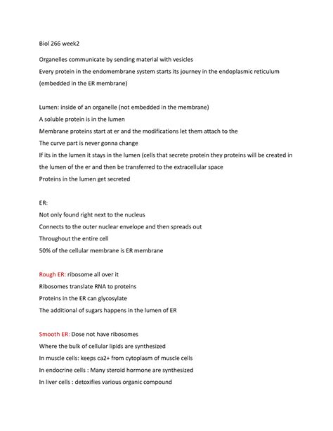 Biol Week Lecture Notes Biol Week Organelles Communicate By