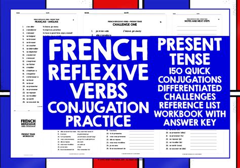 French Reflexive Verbs Present Tense Conjugation Practice Teaching Resources