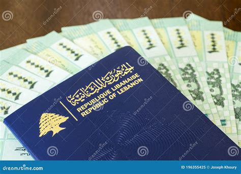 Lebanese Passport with Lebanese Pounds Bills Stock Image - Image of ...