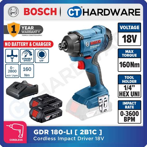 Bosch Gdr Li Cordless Impact Driver V Nm Shopee