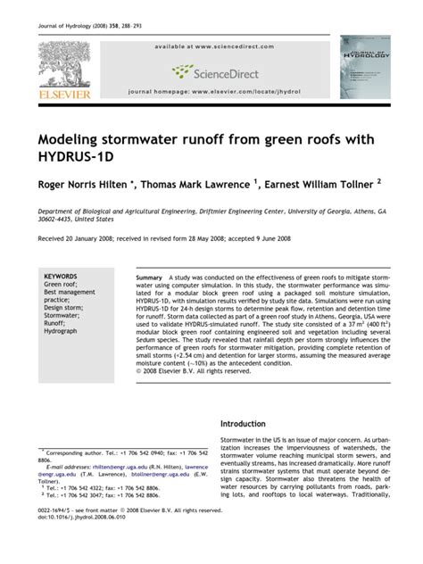 Modeling Stormwater Runoff From Green Pdf Evapotranspiration