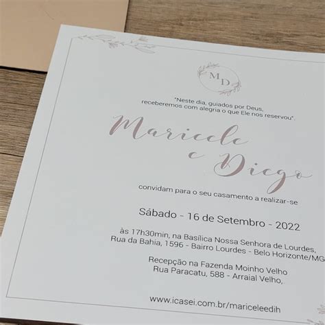 Convite Casamento Rose Nude Elo Produtos Especiais