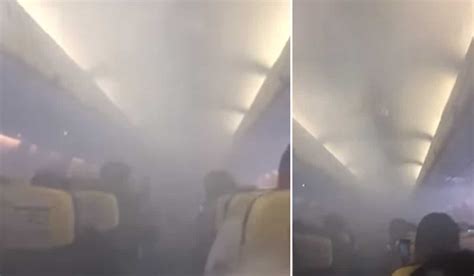 Watch Moments Of Horror Ryanair Flight Descends Into Chaos As Smoke Fills Cabin Before