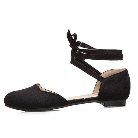 Black Suede Scallop Trim Ankle Strap Mary Jane Ballerina Ballet Flats Shoes