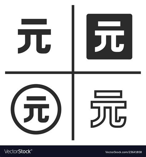 Yuan currency symbol set Royalty Free Vector Image