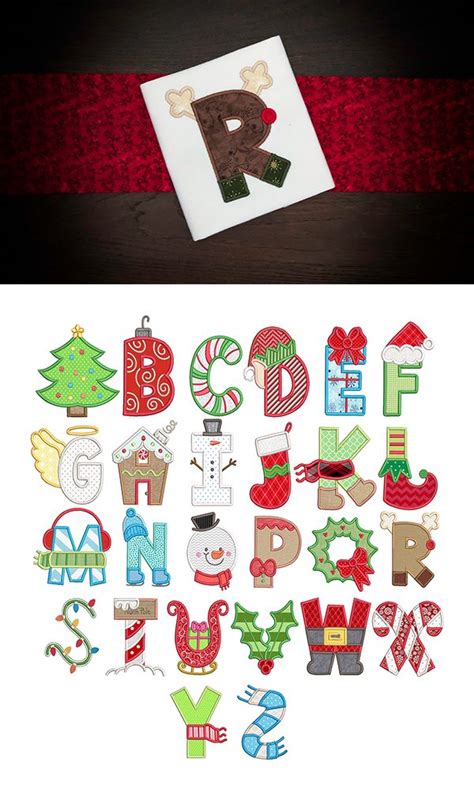 Christmas Applique Alphabet | Christmas applique, Christmas lettering ...