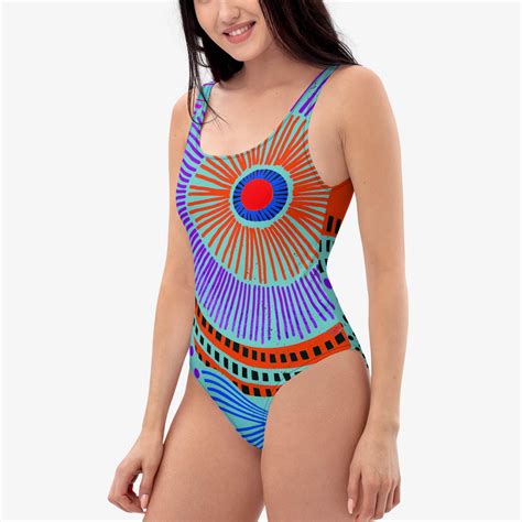 One Piece Printed Swimsuit Ethno Pop Turquoise Loony Legs