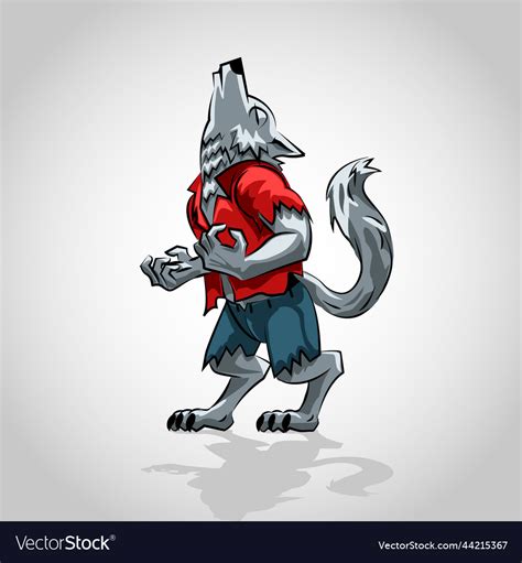 Howling cartoon werewolf with red shirt clip art Vector Image