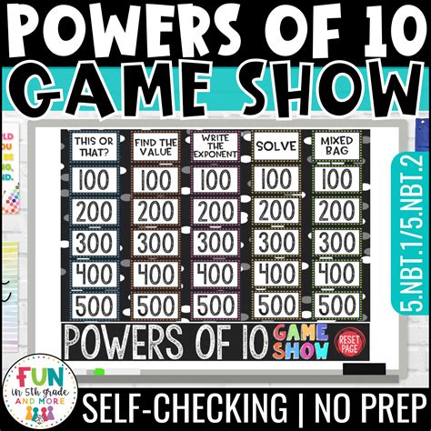 Powers Of 10 Game Show 5th Grade Math Test Prep Review Game 5 Nbt 1 5 Nbt 2 Fun In 5th Grade