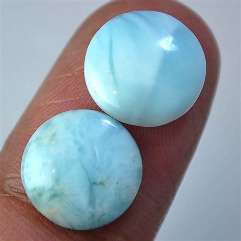 Ct Natural Caribbean Larimar Approx Mm Each Cabochon Pair