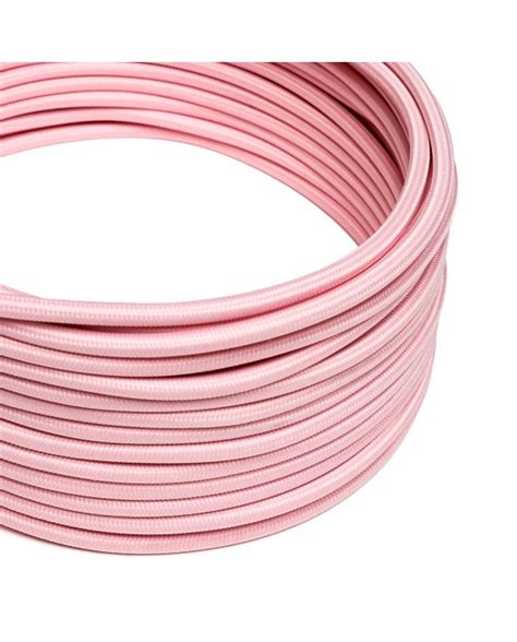 Fil Lectrique Rond Gaine De Tissu De Couleur Effet Soie Tissu Uni Rose