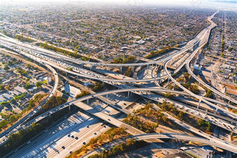 Aerial view of a freeway intersection in Los Angeles - stock photo 849868 | Crushpixel