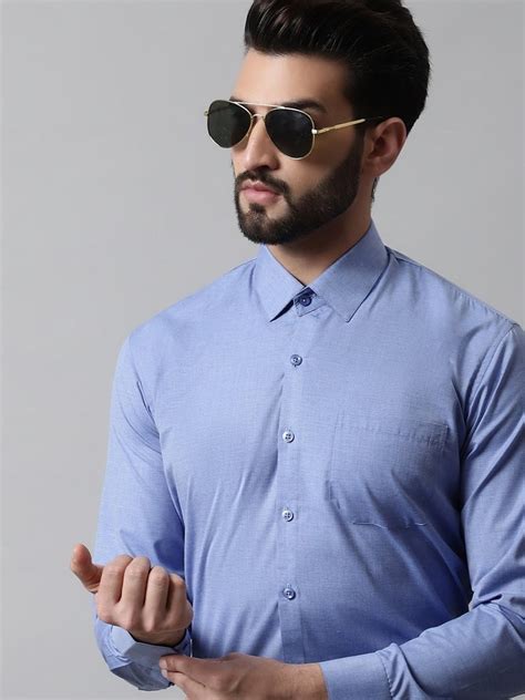 Men Blue Classic Slim Fit Solid Formal Shirt Sf 867blue At Rs 1087